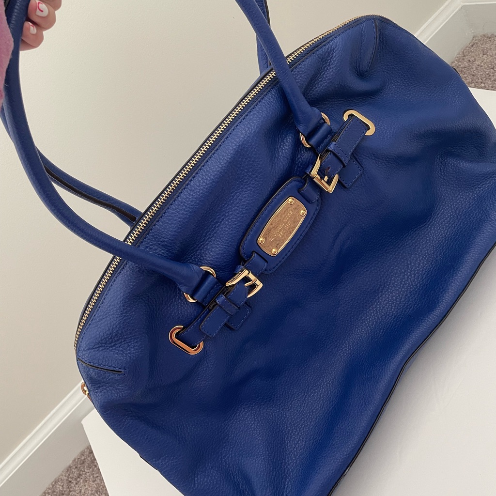 Michael Kors Blue Tote With Gold Hardware